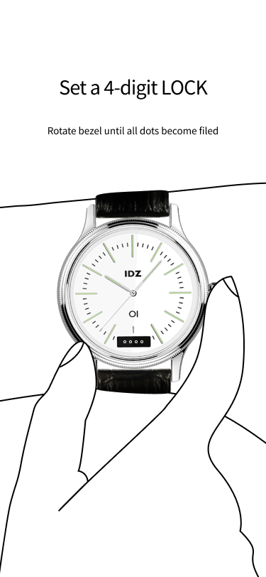 Setting a 4-digit LOCK — step 1, empty dots.