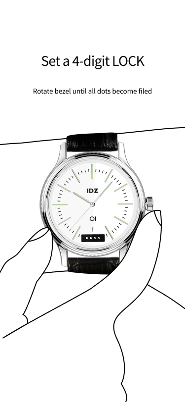 Setting a 4-digit LOCK — step 2, one dot filled.