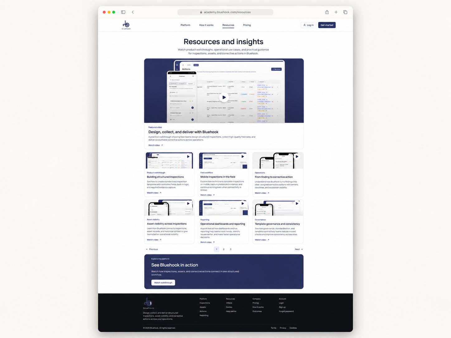 Bluehook Resource Academy academy webpage mockup